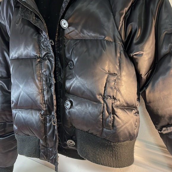 Super warm, black, puffy coat with fuzzy hood - Picture 3 of 7